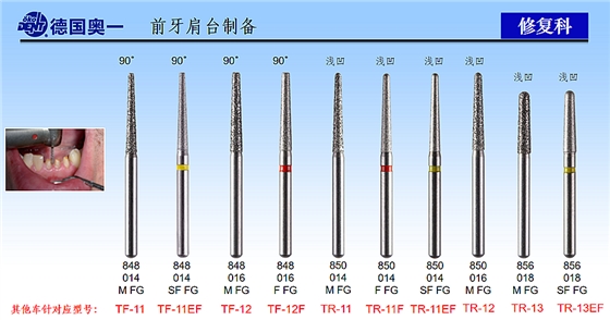 德國(guó)奧一前牙肩臺(tái)制備修復(fù)車(chē)針