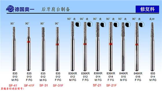 德國(guó)奧一后牙肩臺(tái)制備修復(fù)車(chē)針