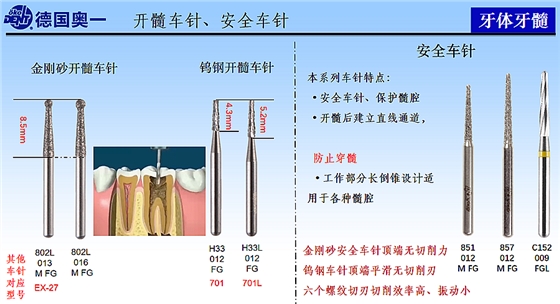 德國(guó)奧一金剛砂開(kāi)髓車針